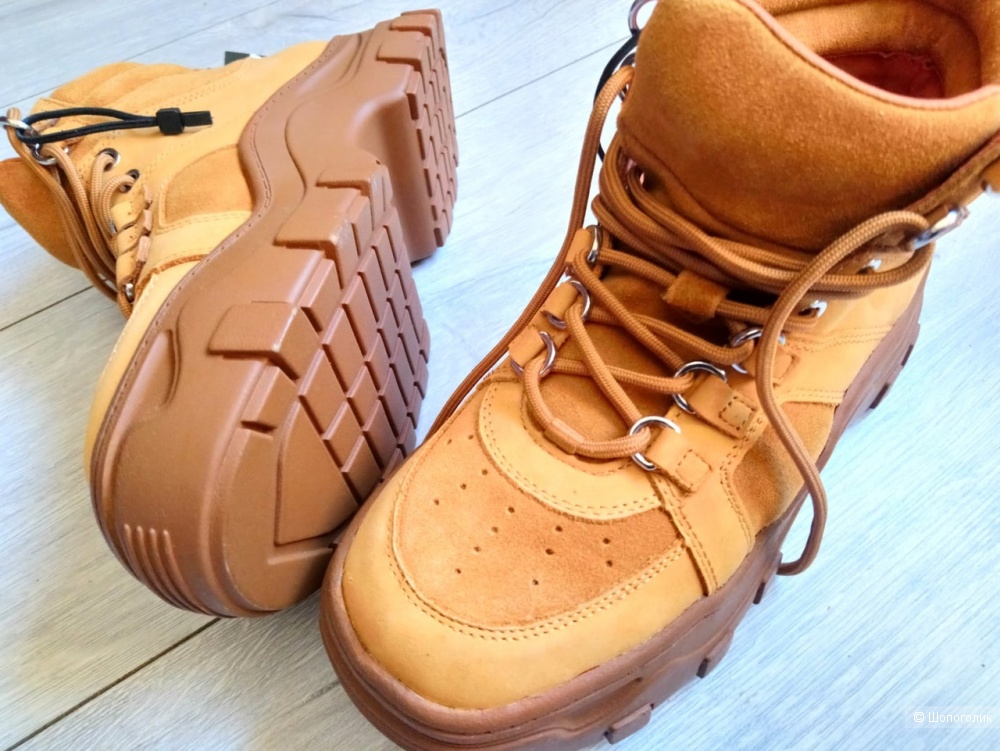 Ботинки ZARA CAMEL нат кожа, размер 37-37.5
