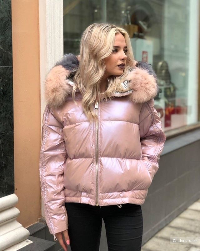 Куртка пуховик Blush/Black silver  fur, 44-50