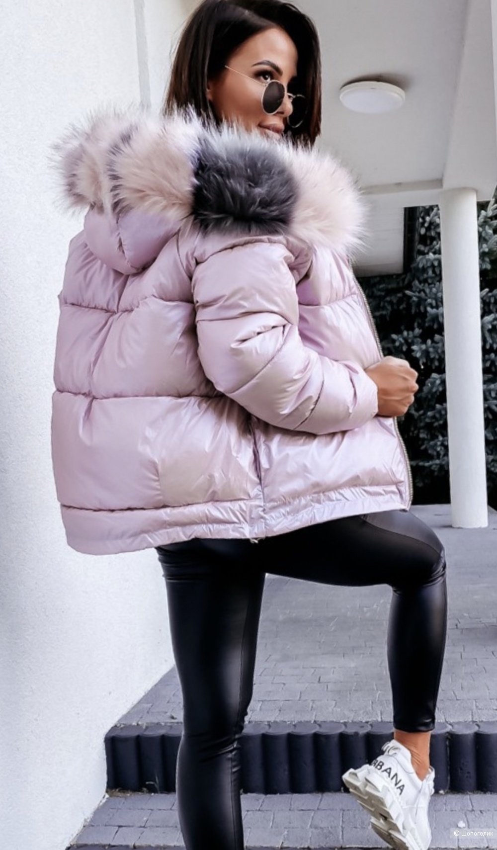 Куртка пуховик Blush/Black silver  fur, 44-50