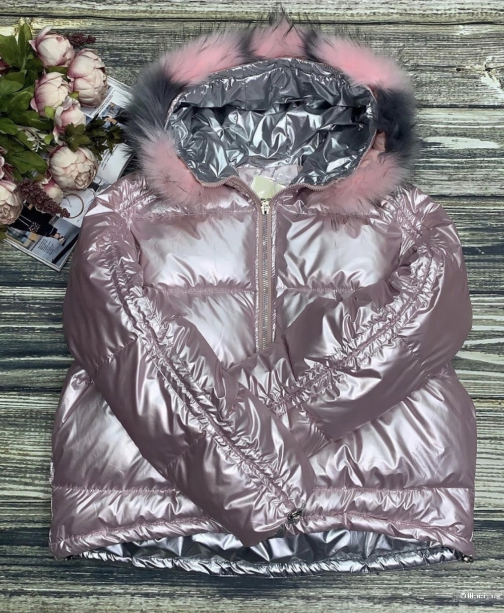 Куртка пуховик Blush/Black silver  fur, 44-50