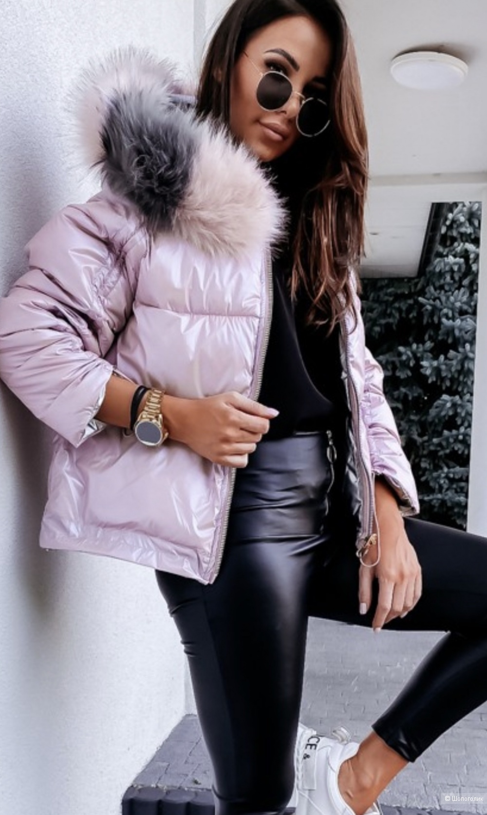 Куртка пуховик Blush/Black silver fur, 44-50