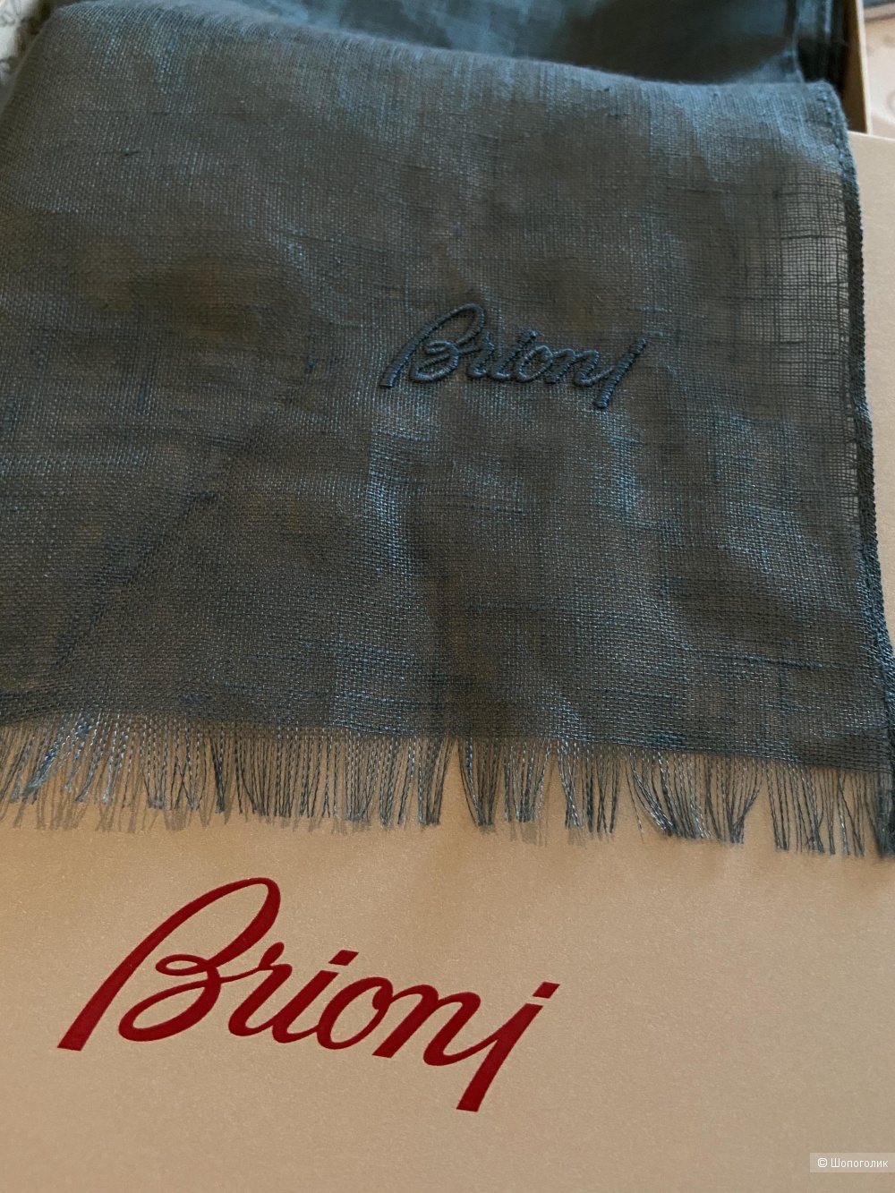 Льняной изумрудный шарф Brioni