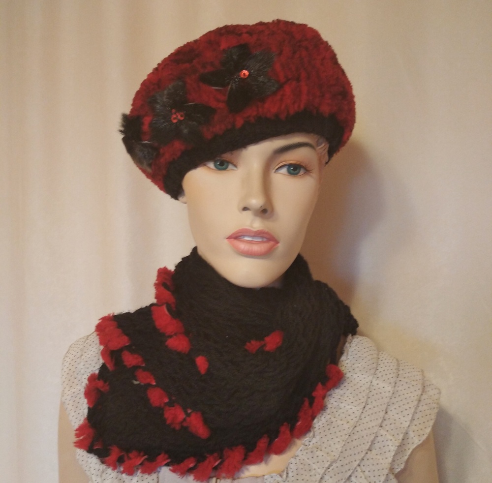 Комплект Русский мех: берет и шарф, one size