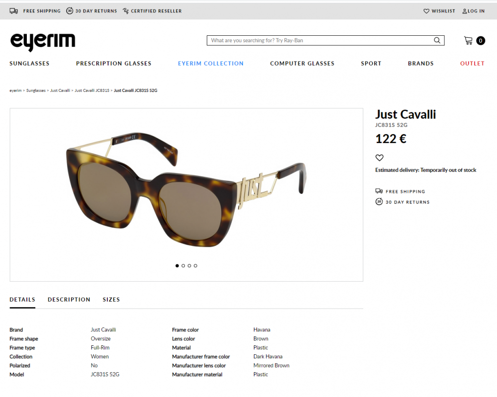 Солнцезащитные очки Just Cavalli (Roberto Cavalli).