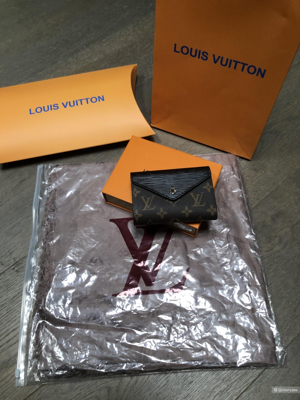 Набор подарочный портмоне и шаль louis vuitton, one size