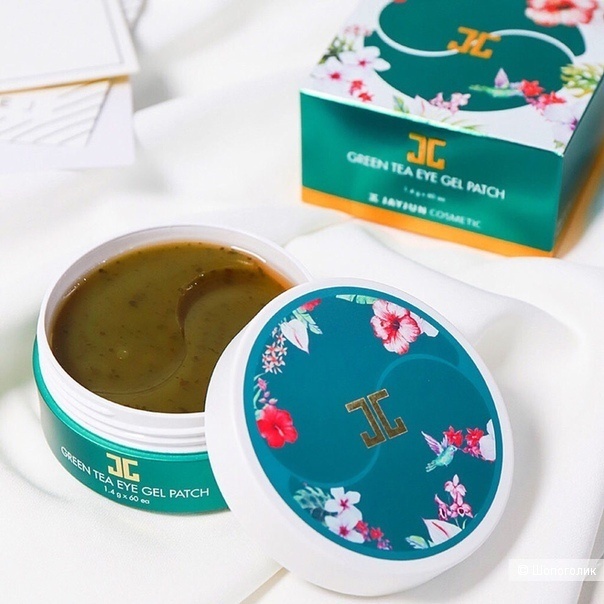 Гидрогелевые патчи с лепестками зелёного чая Jayjun Cosmetic Green Tea Eye Gel Patch