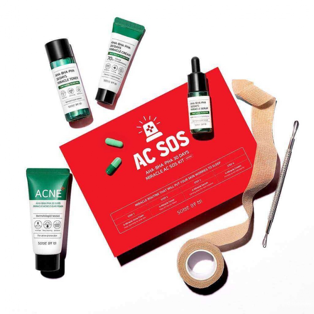 Набор миниатюр с кислотами для проблемной кожи Some By Mi AC SOS AHA-BHA-PHA 30 Days Miracle AC SOS Kit