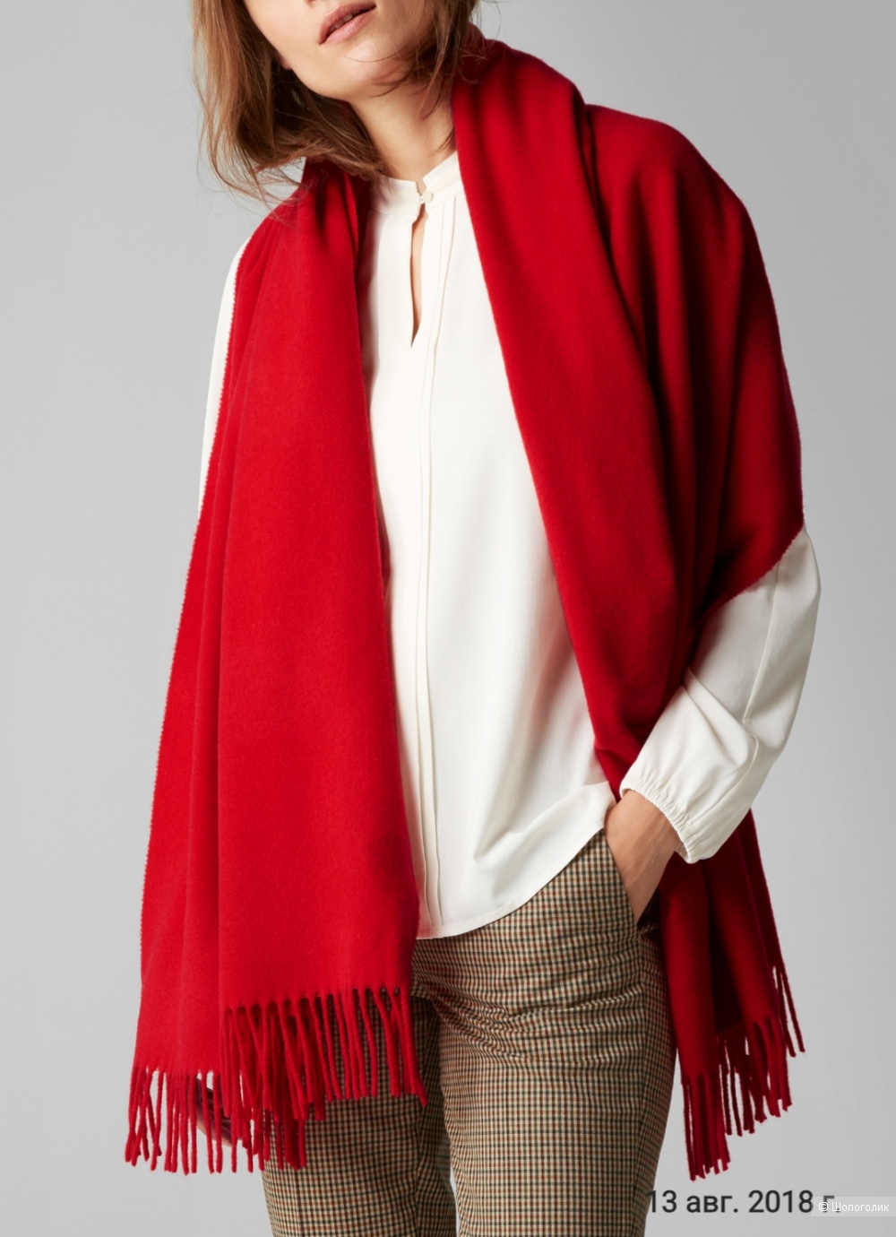 Шерстяной шарф-палантин handwoven, размер 46*170