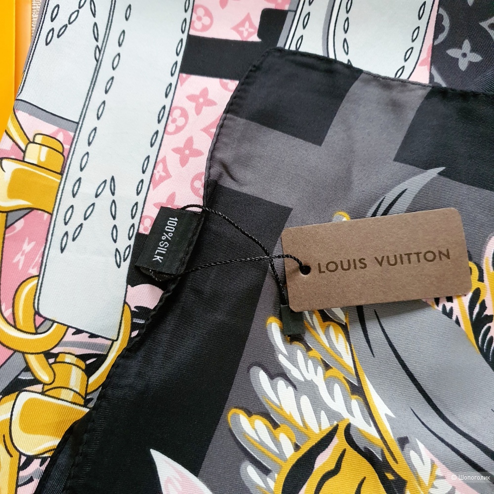 Платок Louis Vuitton (шаль серо-розовый, 140х140)