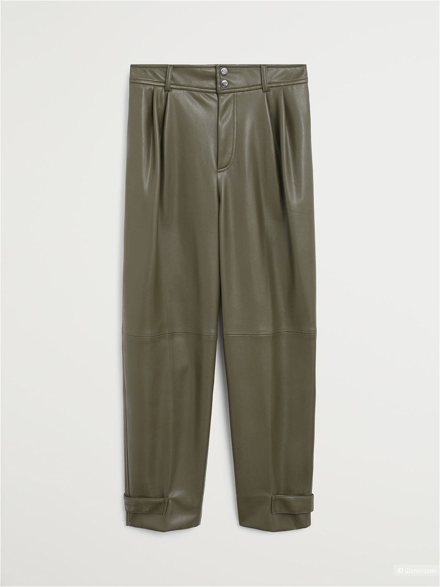 Кожаные брюки(слоучи) с завышенной талией, Relaxed-fit, mango, размер М