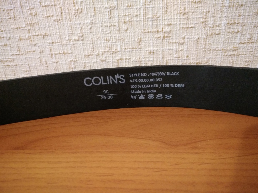 Кожаный черный ремень COLIN'S длина 86-96см