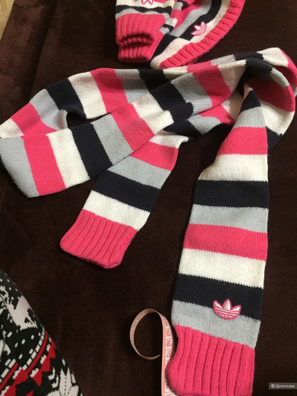 Комплект шапка, шарф, перчатки Adidas, one size