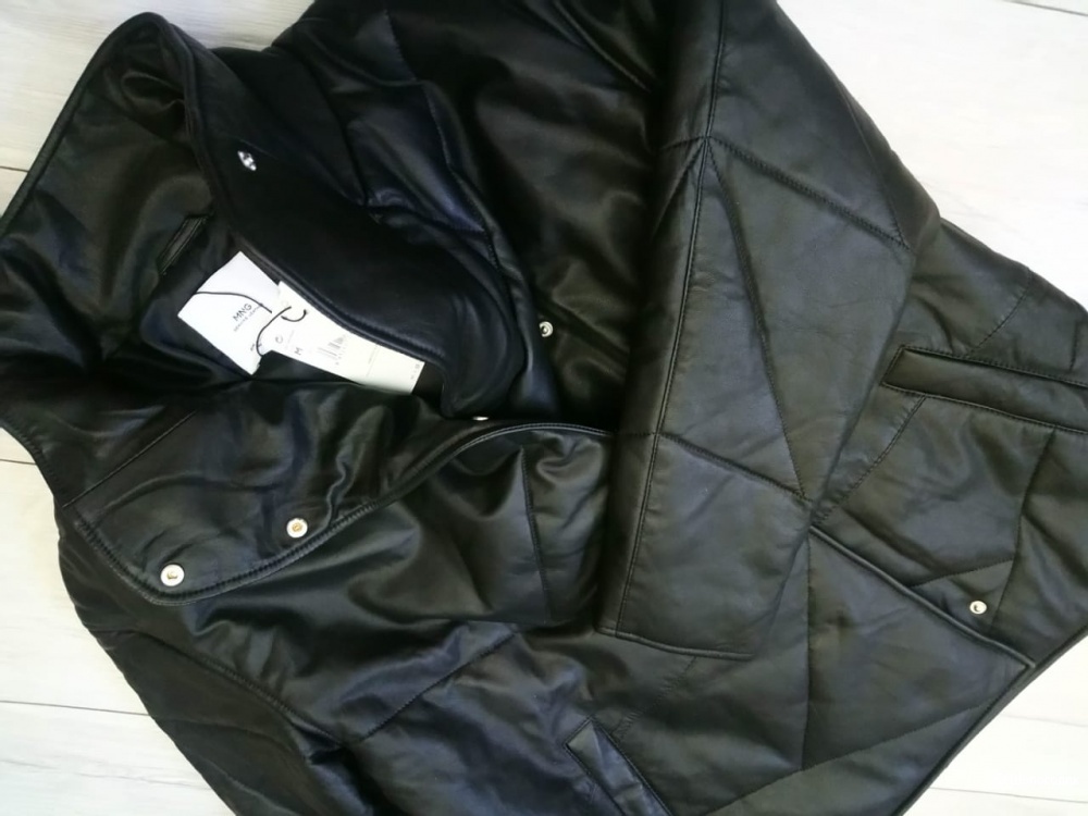 Стеганая утепленная куртка манго, 100% кожа, размер М