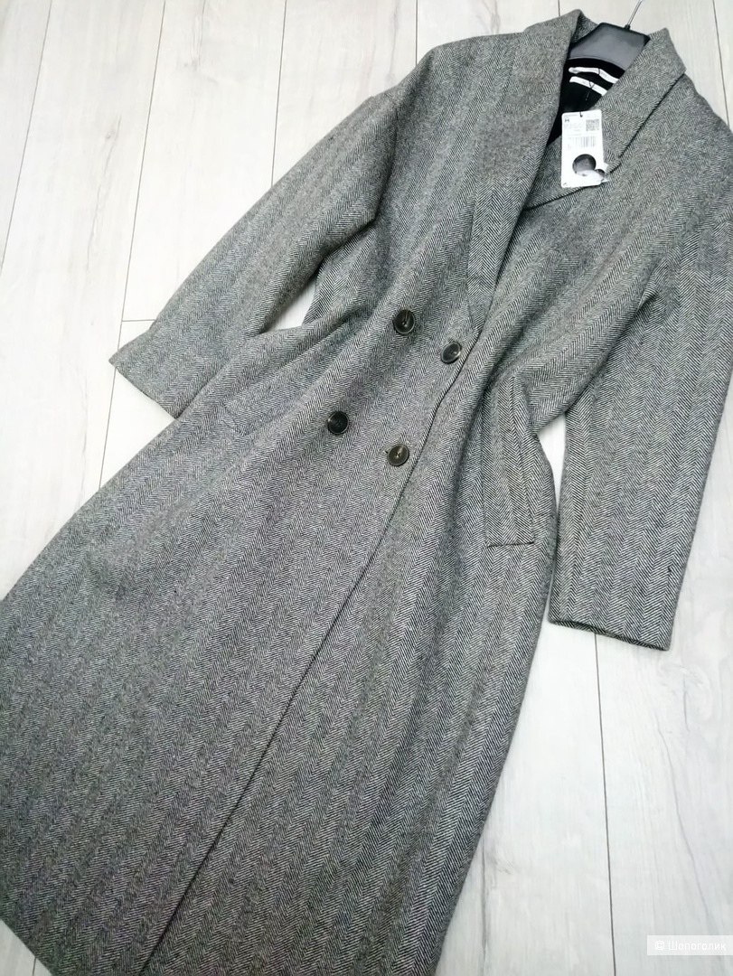 Шерстяное двухбортное пальто миди mango , размер S