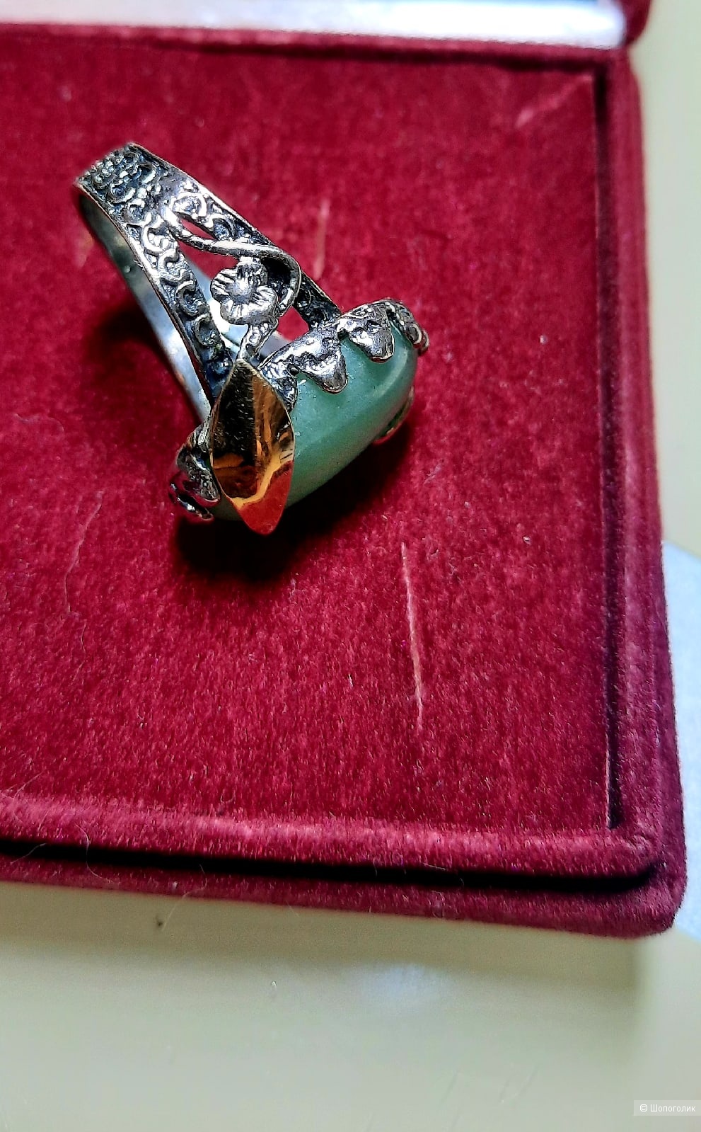 Серьги и кольцо из серебра с авантюрином,Yaffo