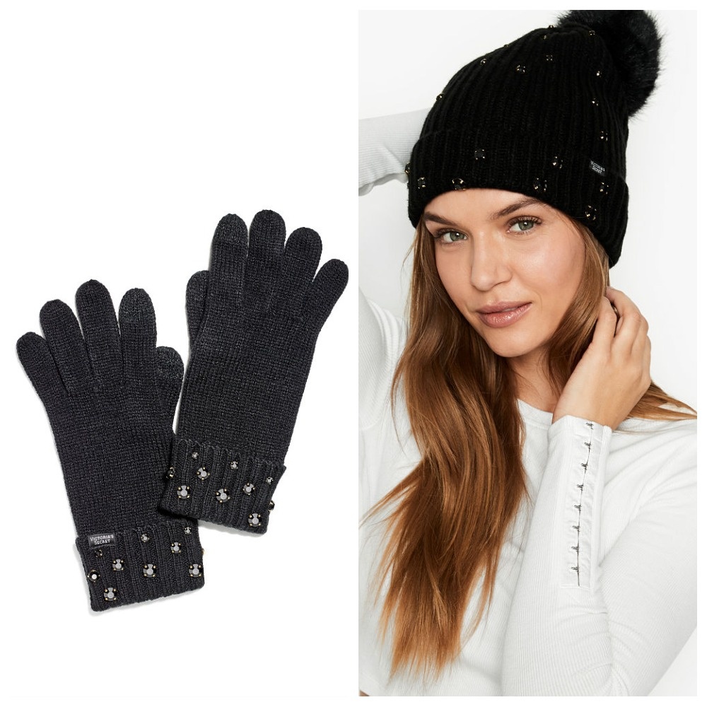 Комплект: шапка + перчатки Victoria's Secret, One Size