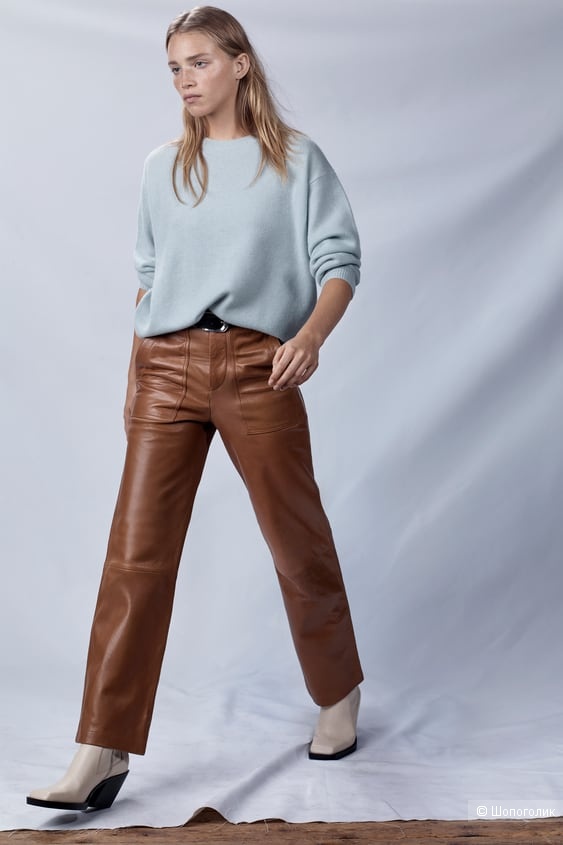 Кожаные брюки Zara, размер xs ( 42 российский)