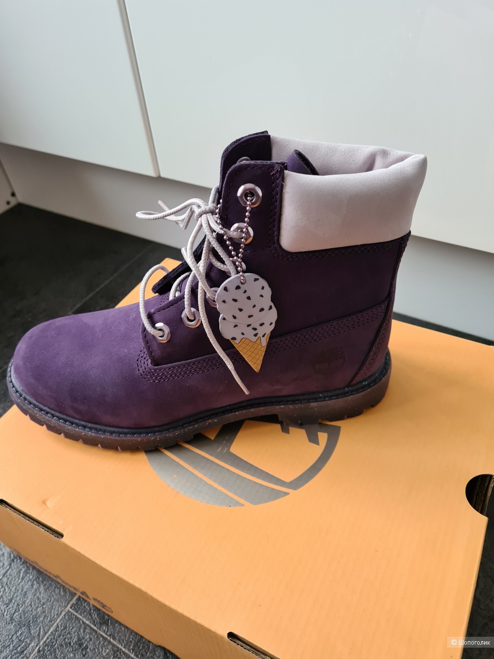 Timberland Premium 6 In Waterproof Boot Dark Purple Icecream US 8 UK 6. YOOX