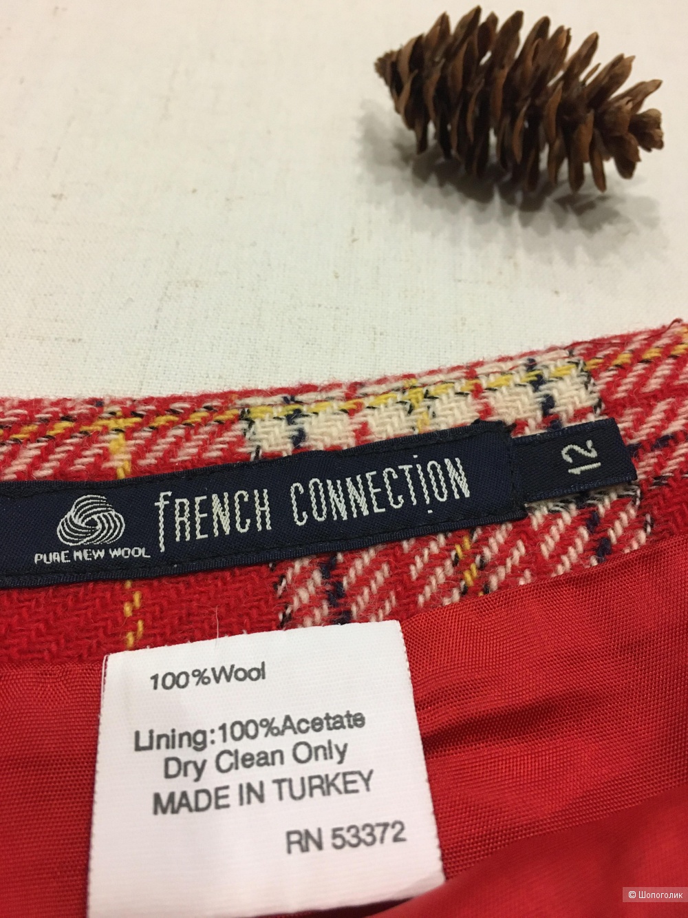 Юбка в клетку из шерсти бренда French Connection, размер S-M