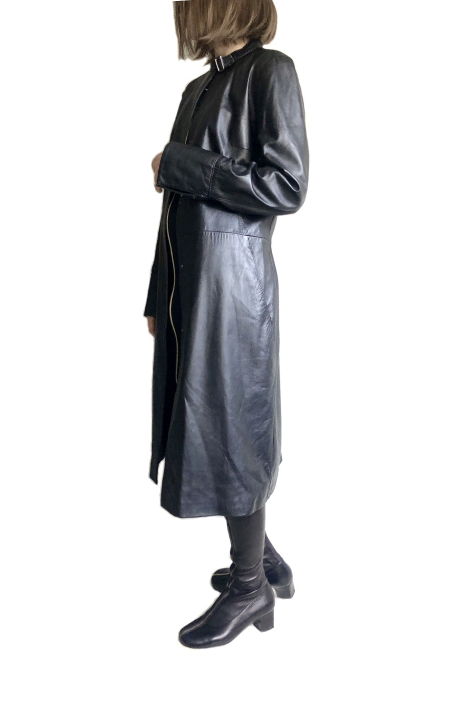Кожаный плащ  пальто Mango размер L