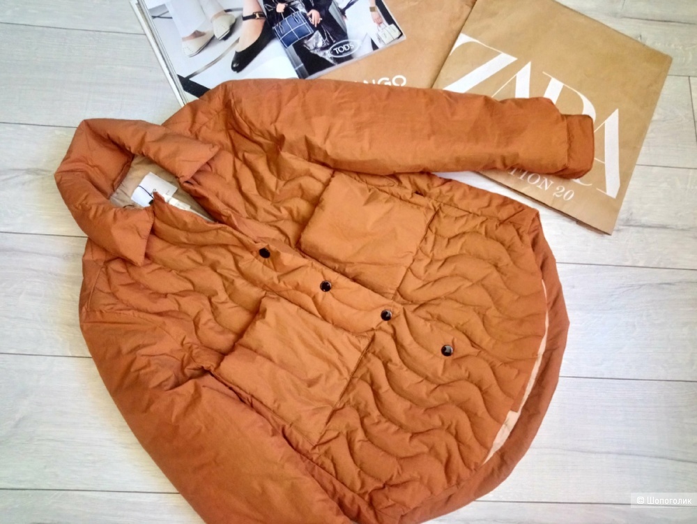 Стеганная утепленная куртка- рубашка манго, размер М/L