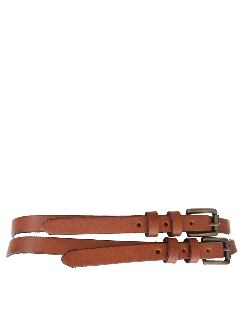 ASOS Leather Two Strap Waist Belt, размер S