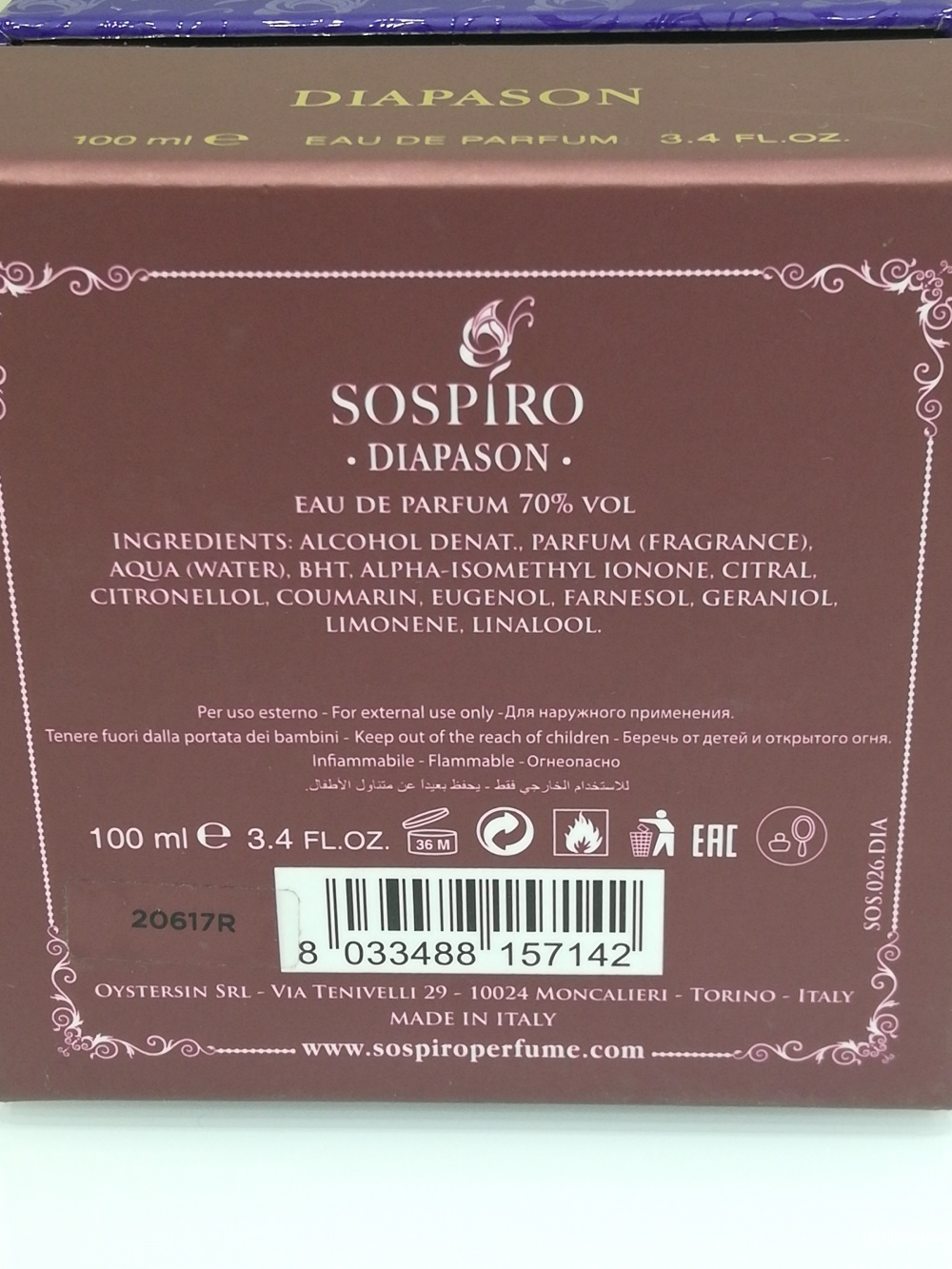 Xerjoff (Sospiro) Diapason - парфюмерная вода, остаток 84 мл