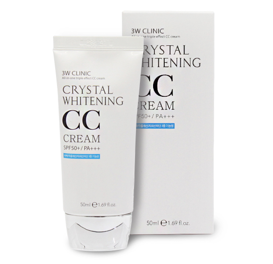 Осветляющий CC крем 3W Clinic Crystal Whitening CC Cream SPF50 PA+++