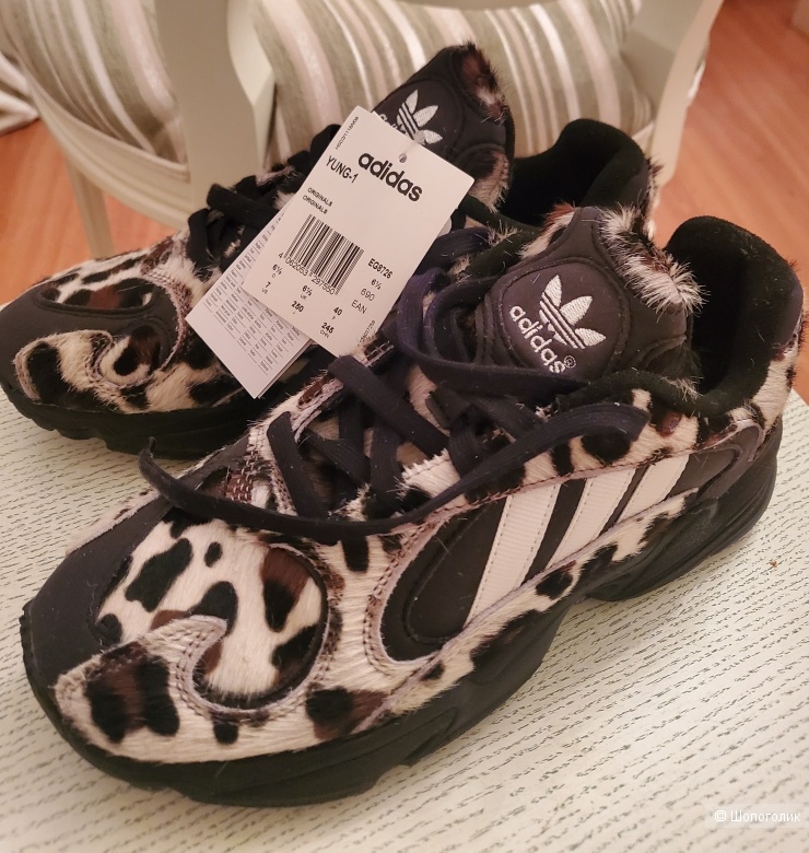 Кроссовки с леопардовым принтом adidas originals yung 1   размер 40