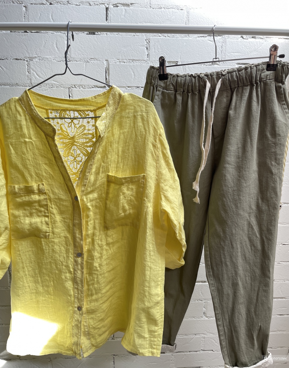 Рубашка накидка ажур PURE LINO, oversize