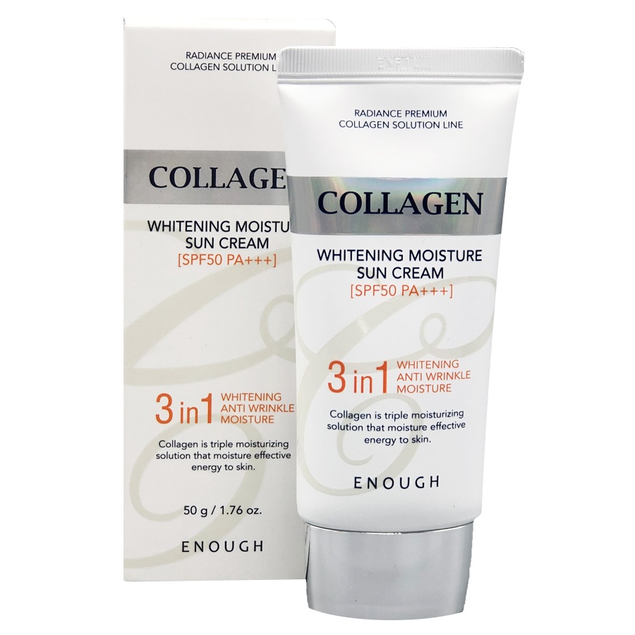 Enough Collagen 3in1 Whitening Moisture Sun Сream SPF50 PA+++ Солнцезащитный крем с морским коллагеном 50 г