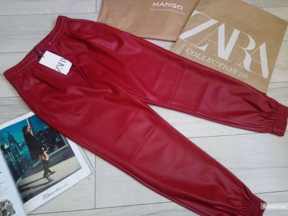 Кожаные брюки ZARA, размер XS- S-М