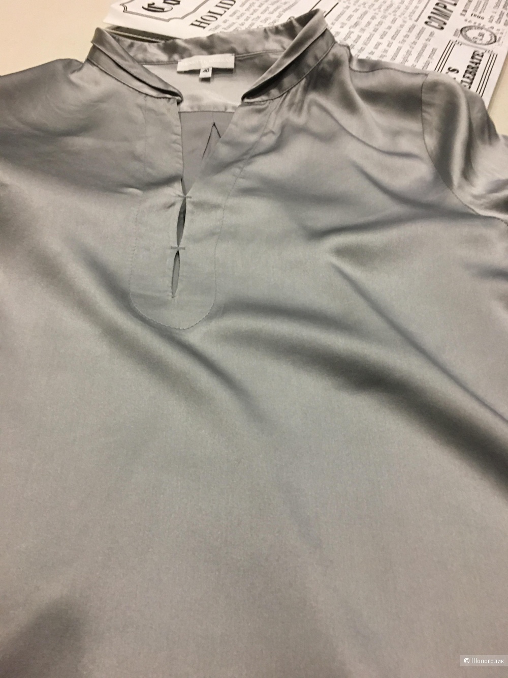 Шелковая блуза бренда Renette Kurras в цвете серебро, размер L
