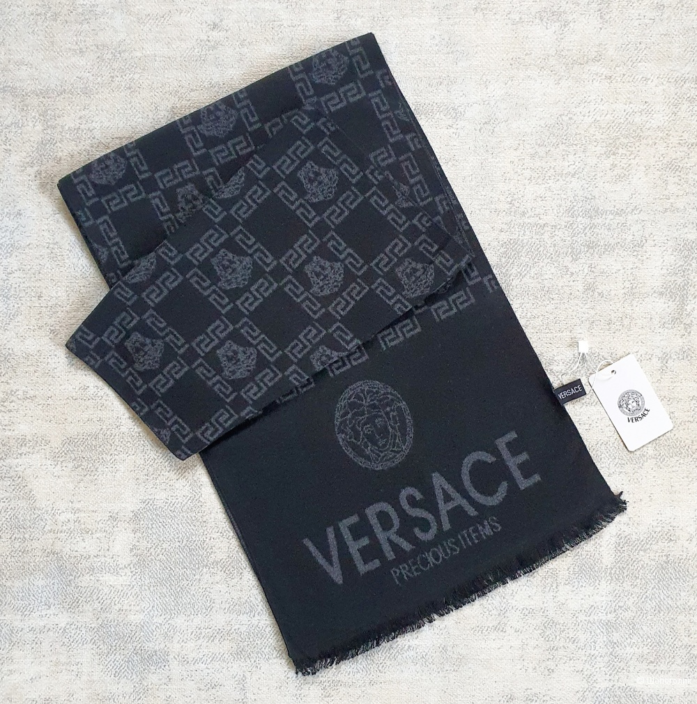 Мужской шарф Versace кашемир черный