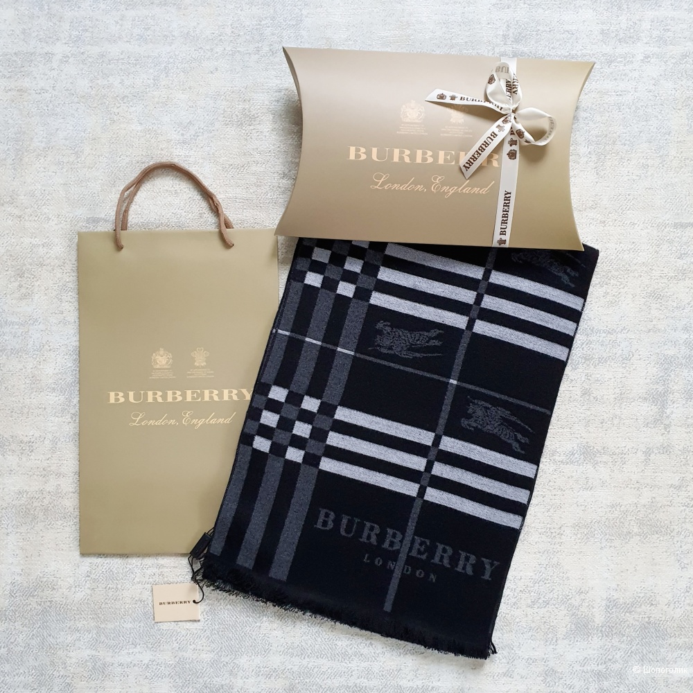 Мужской шарф Burberry кашемир черный