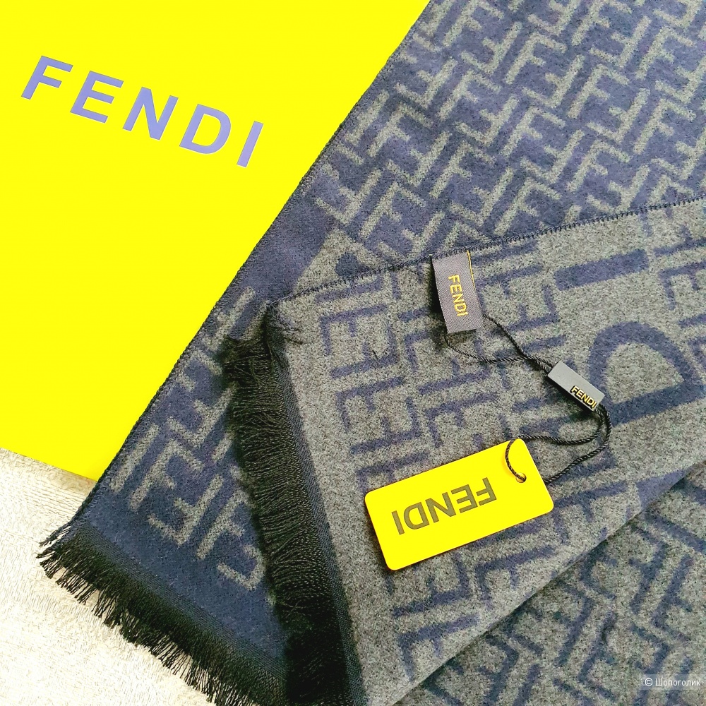 Мужской шарф Fendi кашемир новый синий