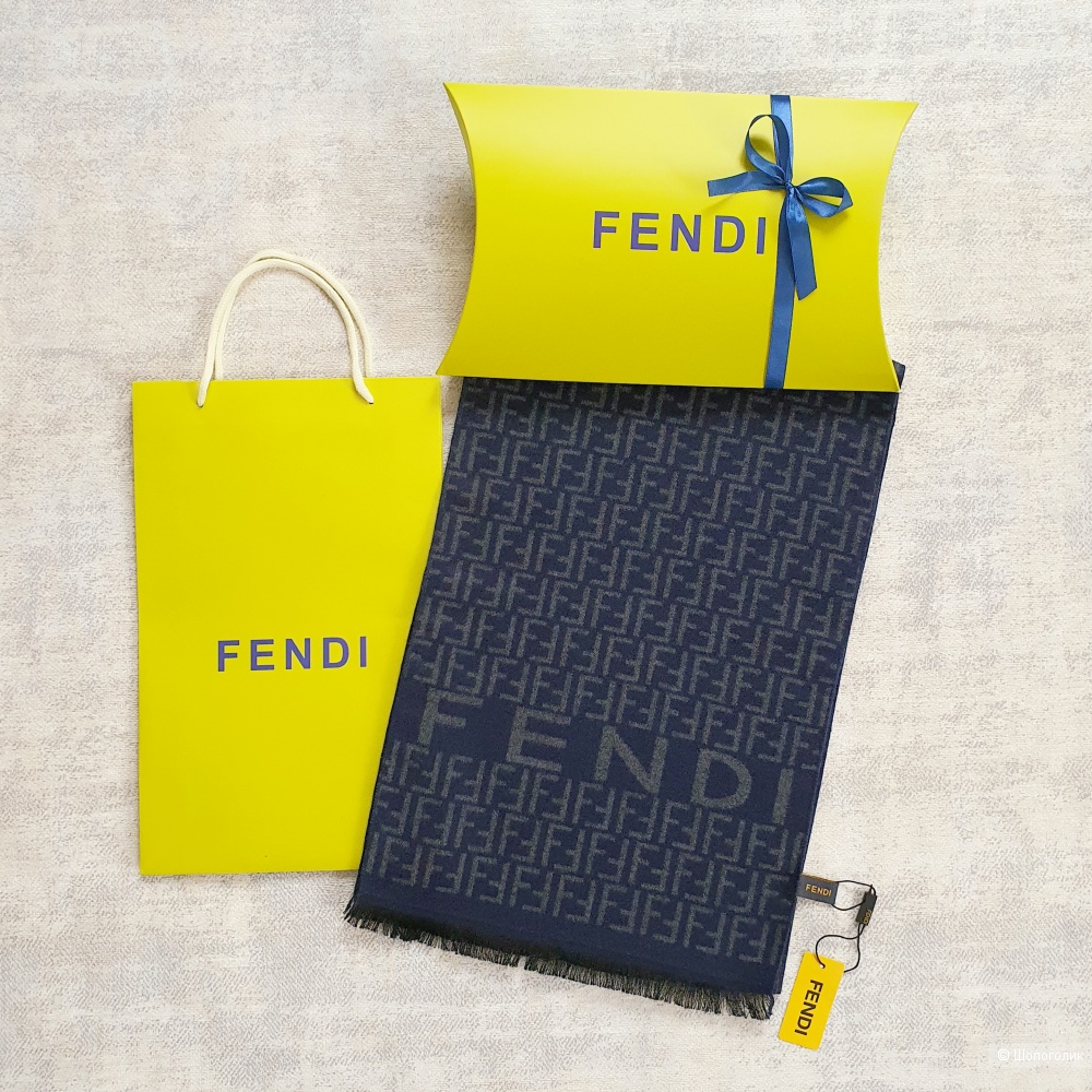 Мужской шарф Fendi кашемир новый синий