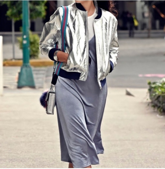 Бомбер Zara Silver Leather Jacket Bonjour Les Filles. Размер XS-S.