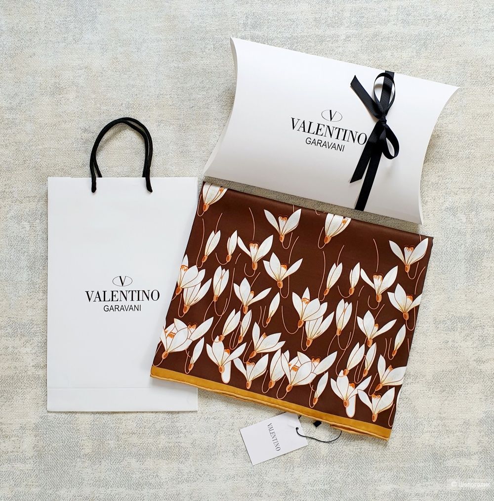 Платок Valentino коричневый шелковый