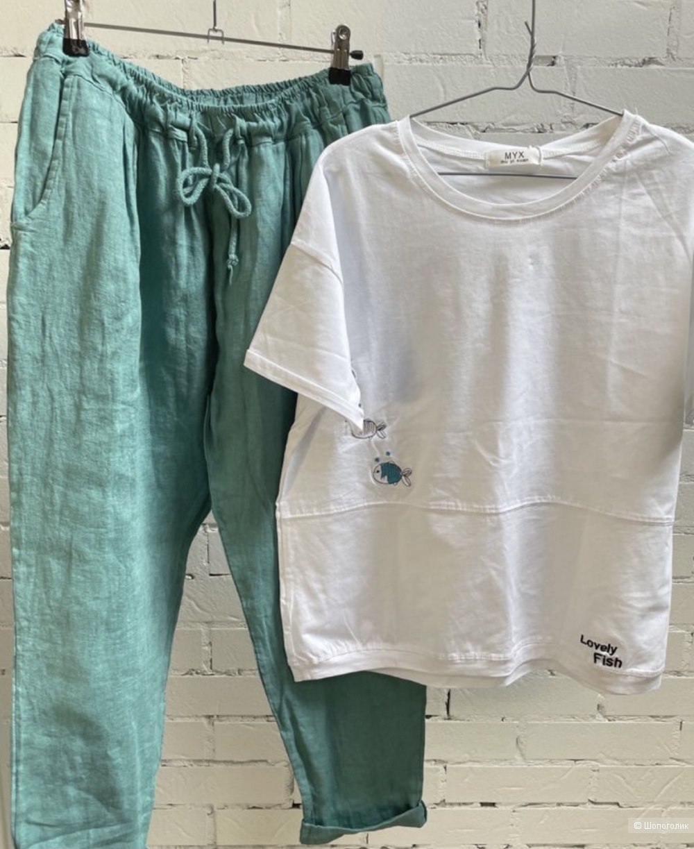 Комплект брюки Pure lino и футболка Fish, 44-52