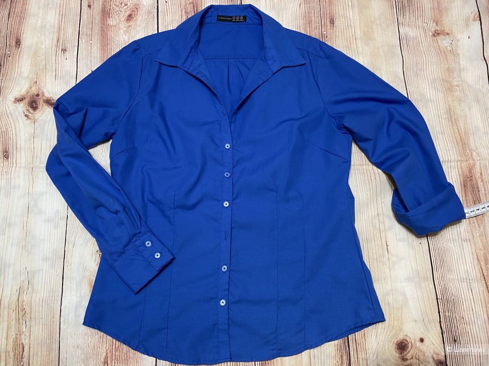 Синяя блузка-рубашка. Размер 46-48