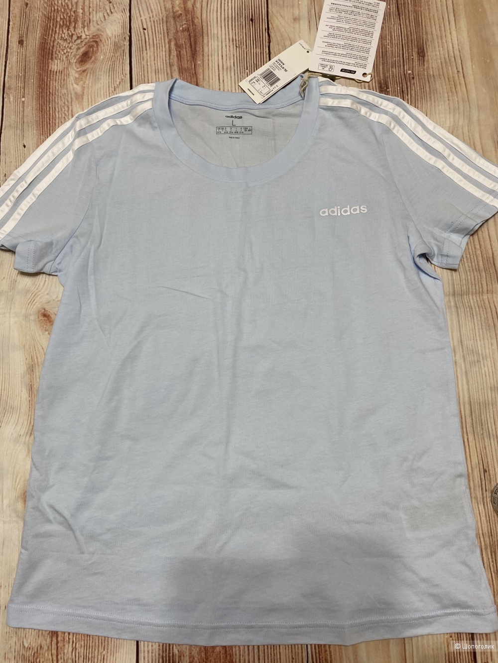 Голубая футболка Adidas, размер L