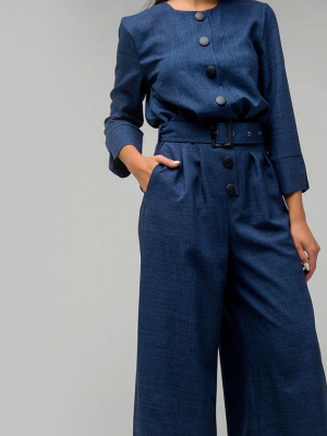 First Land Fashion / Стильный комбинезон с брюками-клеш 50 размер