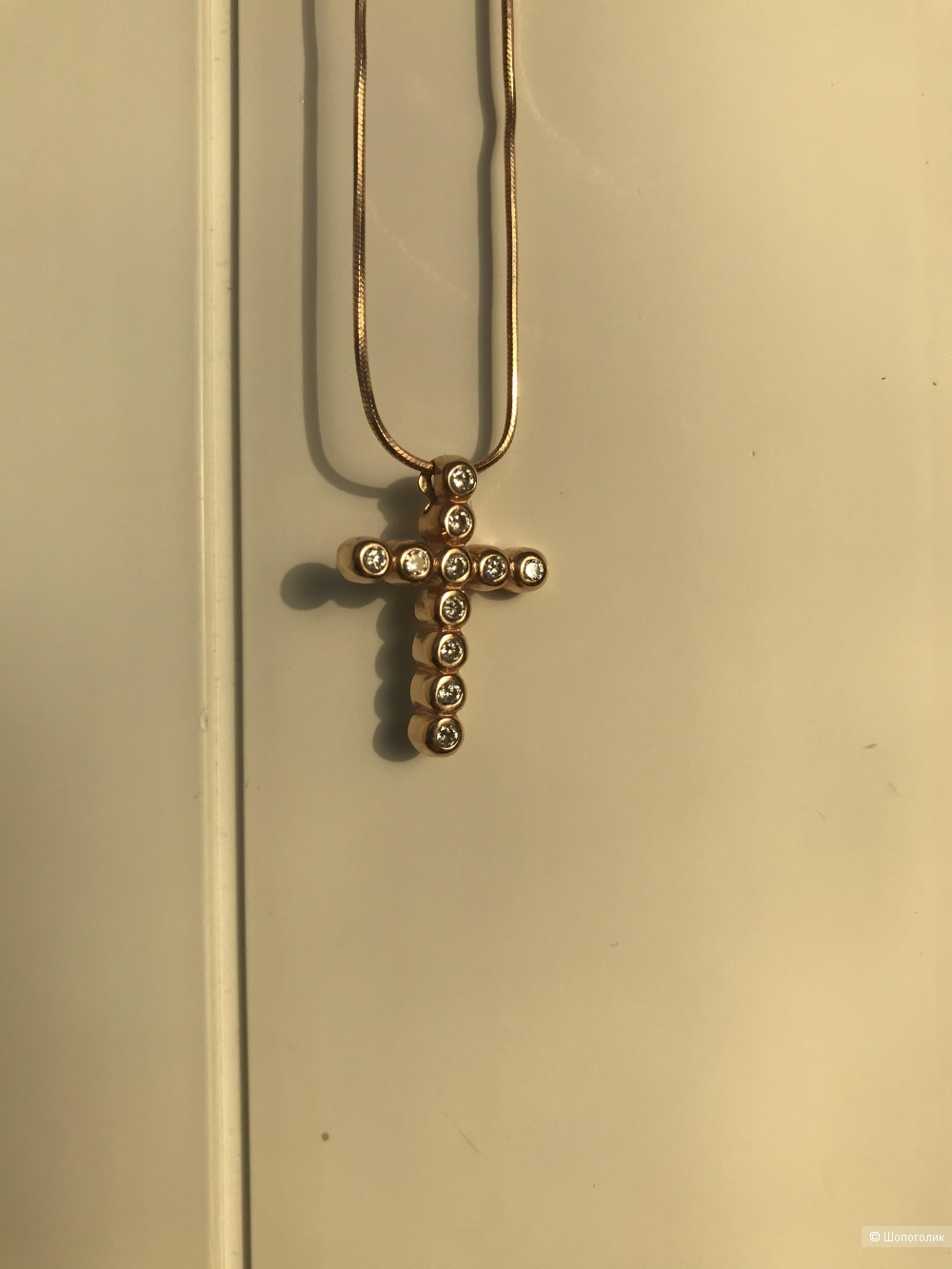 Крест из желтого золота 585 ЭПЛ Якутские бриллианты