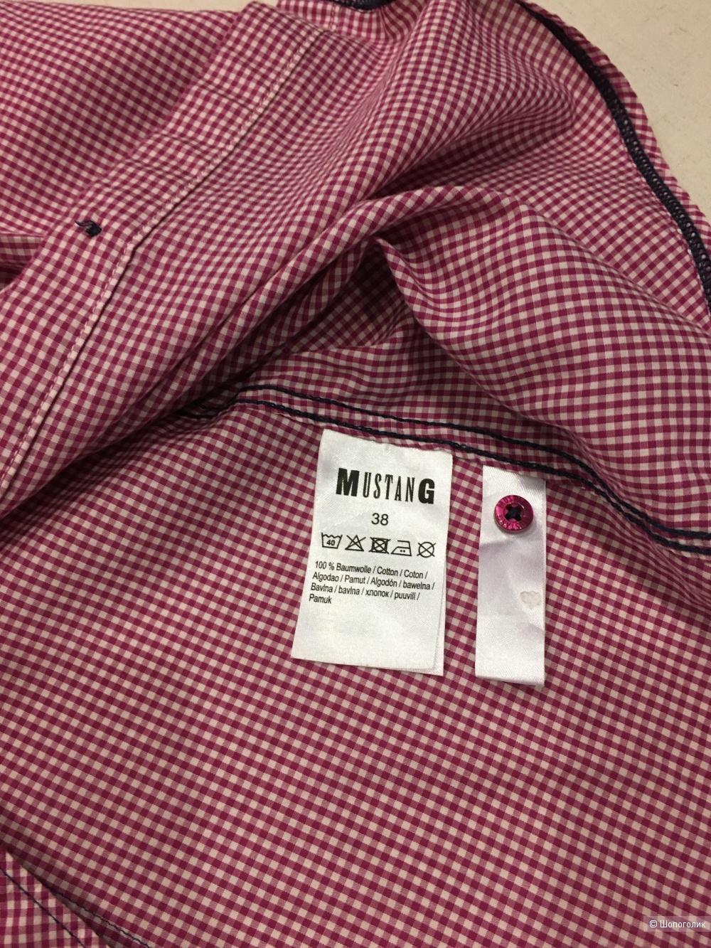 Рубашка в клетку бренда Mustang, размер 42—44