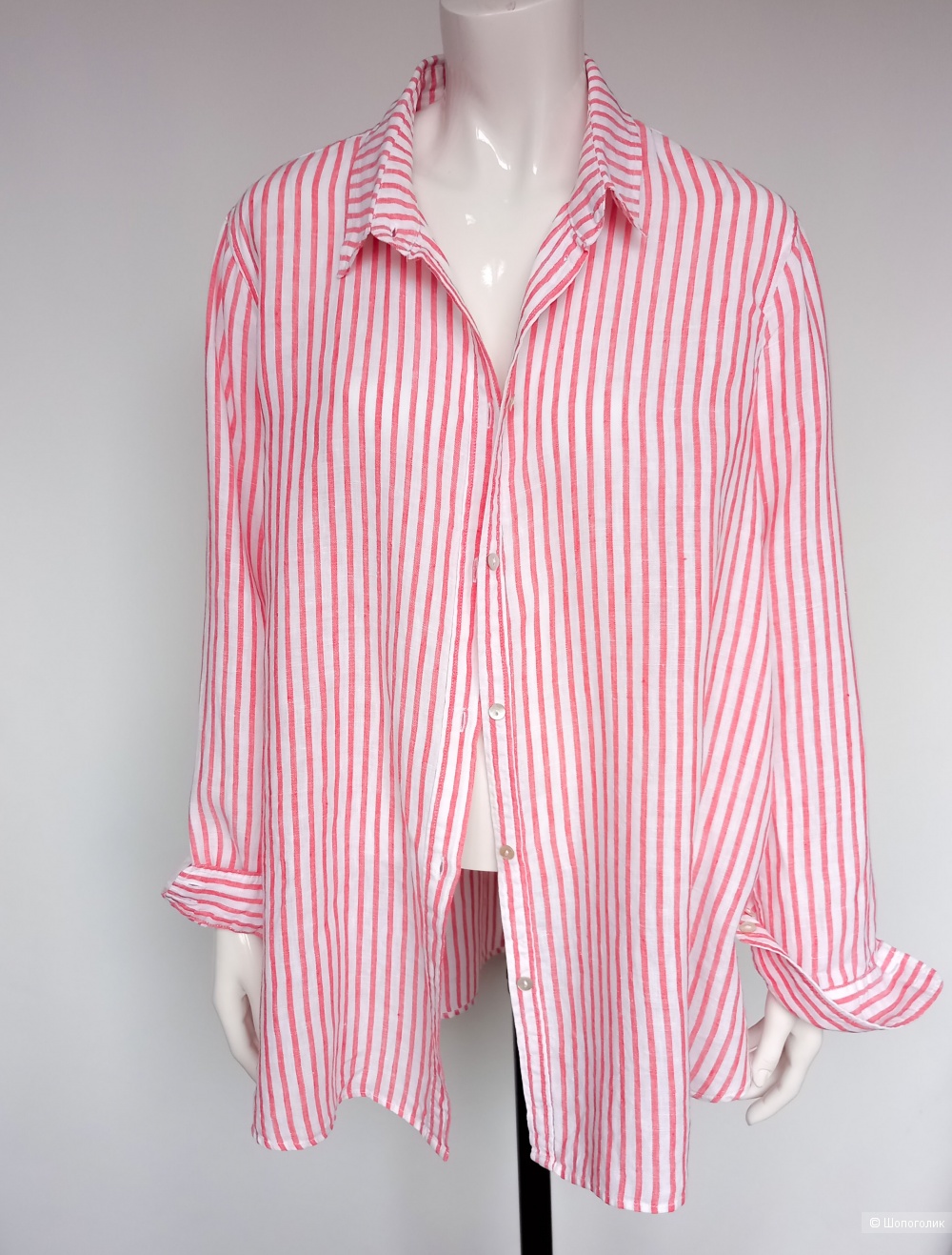Рубашка льняная в полоску H&M+ XL XXL , oversize