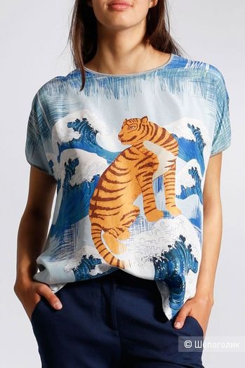 Шелковая блузка (футболка) бренда Anni Carlsson, размер S/M/L/XL/XXL