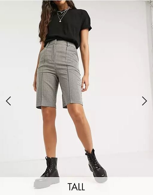 Шорты в мелкую монохромную клетку Topshop Tall, 42 размер