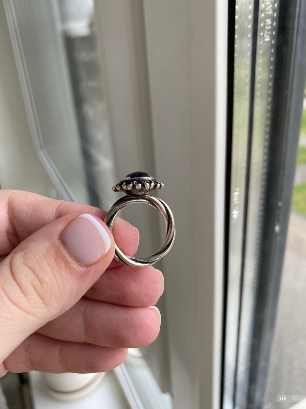 Pandora кольцо с аметистом