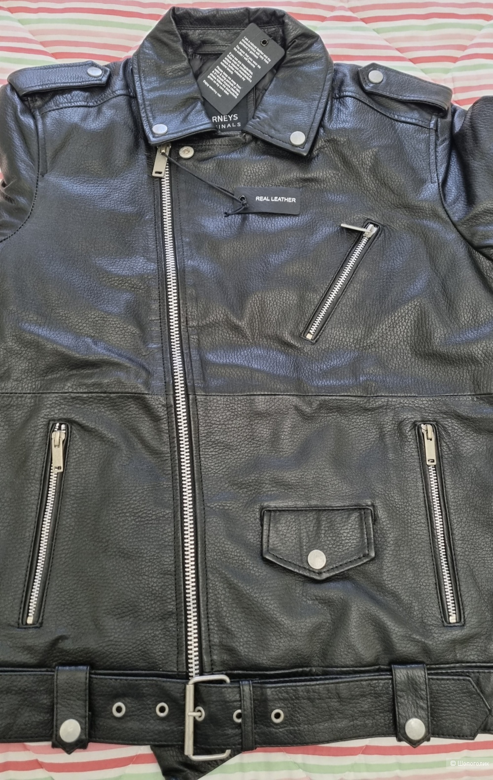 Мужская кожаная куртка ASOS бренда Barneys Originals (M) 48-50